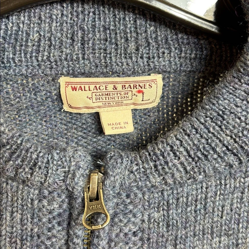 J. Crew Wallace & Barnes Men's Zip Up Sweater Wool in Deep Blue Large